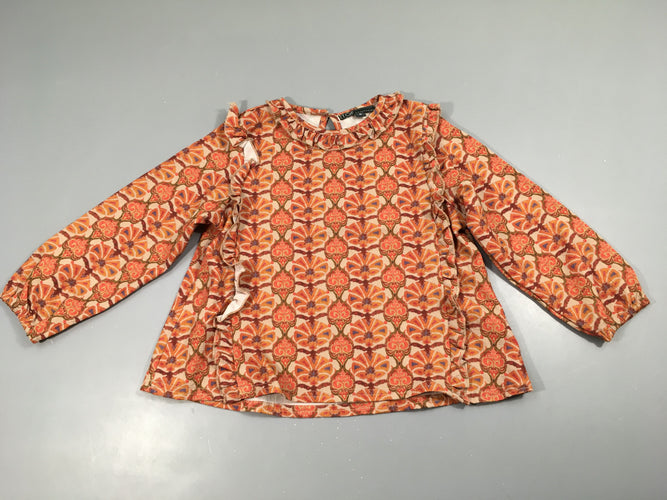 Blouse beige motifs oranges, moins cher chez Petit Kiwi