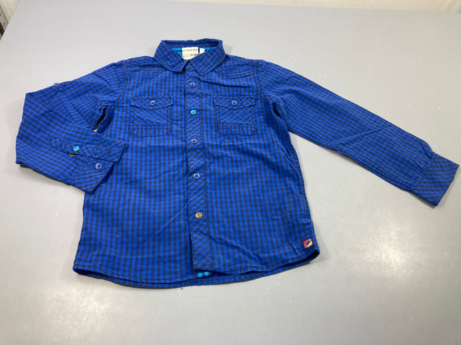 Chemise m.l bleu à carreaux bleu marine, moins cher chez Petit Kiwi