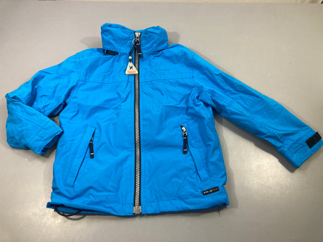 Veste zippée à capuche bleue, tirette avec déco "Gaastra", poche avec velcros pour ranger la capuche, moins cher chez Petit Kiwi