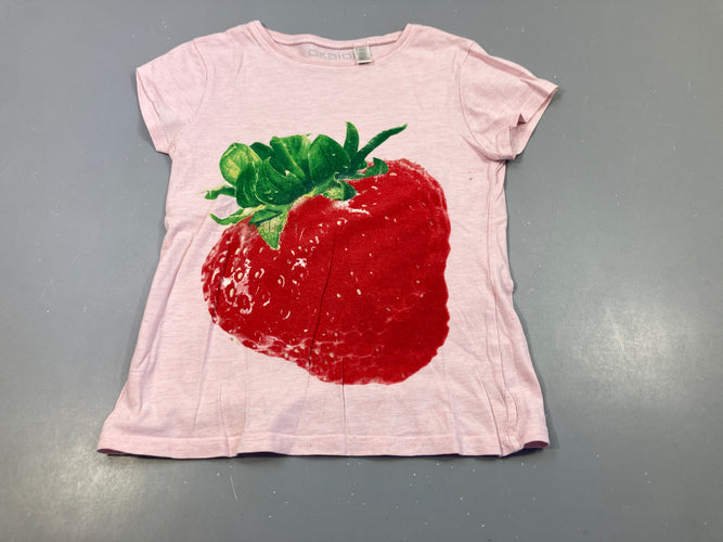 T-shirt m.c rose flammé, grosse fraise, moins cher chez Petit Kiwi