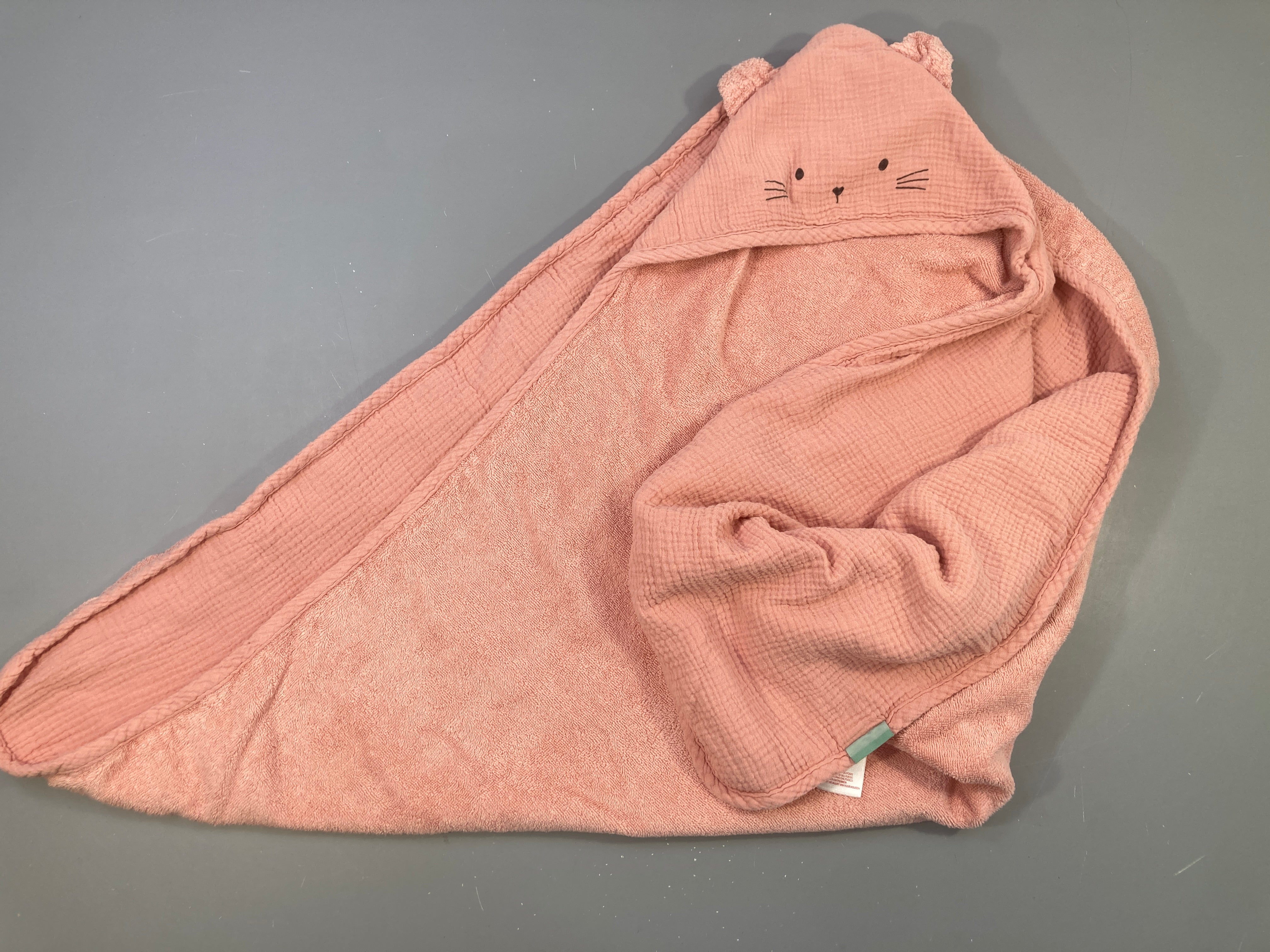 Cape de bain bi-matière saumon éponge/tetra