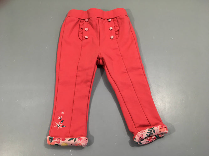 Jegging rose vif doublé velours, légèrement bouloché, moins cher chez Petit Kiwi