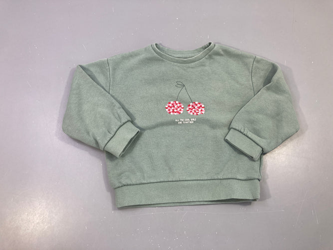 Sweat bleu cerises, moins cher chez Petit Kiwi