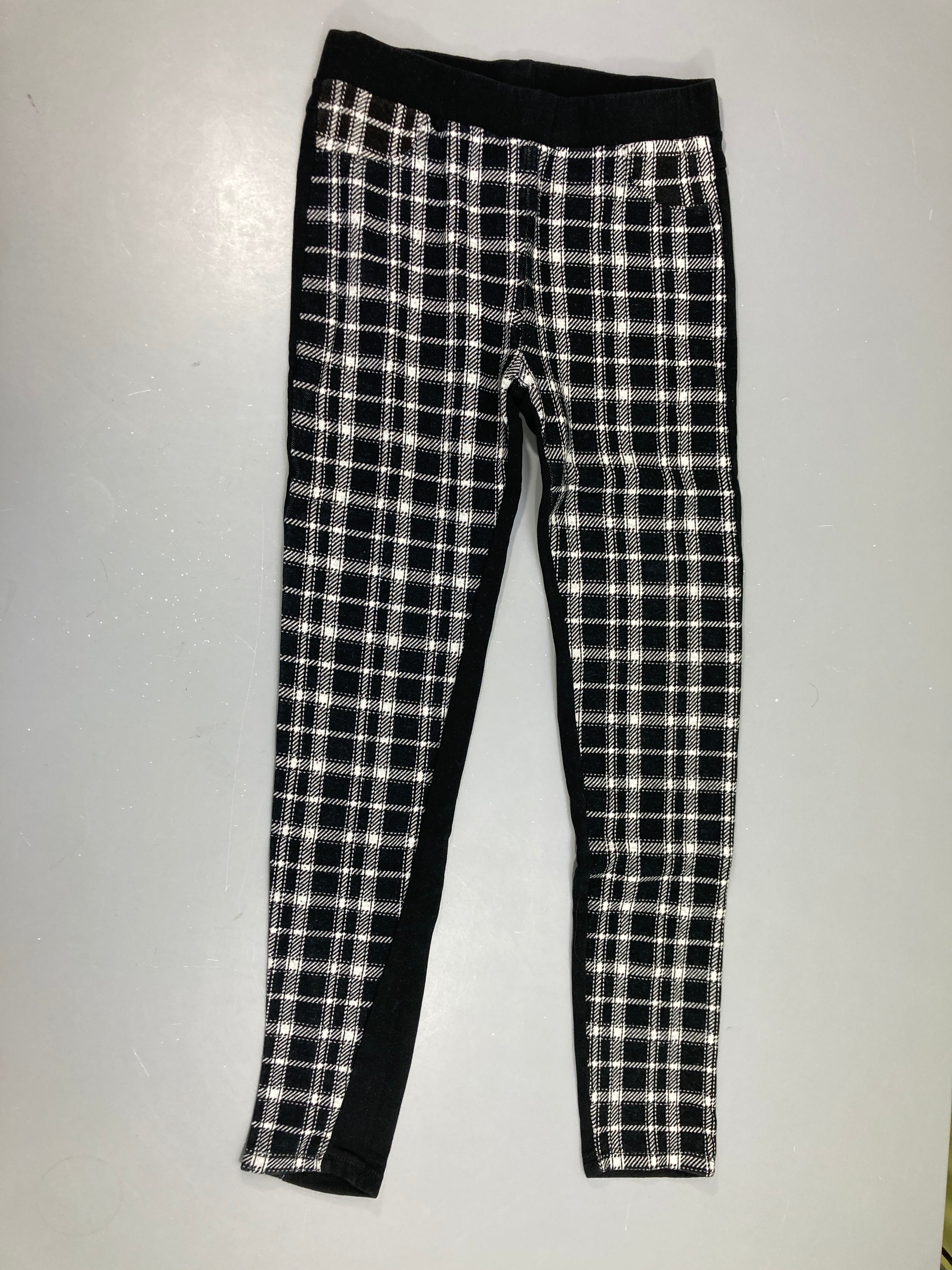 Legging épais molleton noir à carreaux blanc