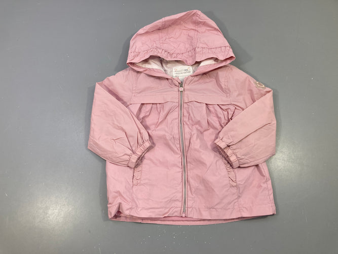Veste légère zippée rose à capuche, moins cher chez Petit Kiwi