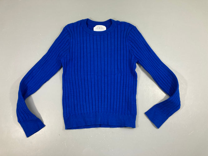 Pull côtes bleu vif, légèrement bouloché, moins cher chez Petit Kiwi