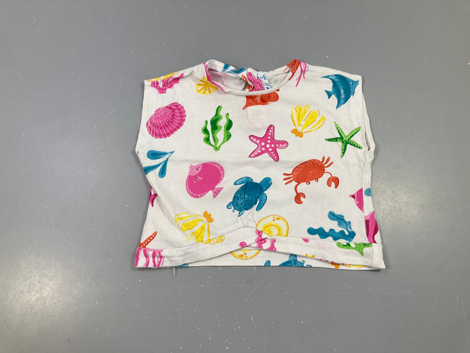 T-shirt m.c blanc motifs océan, moins cher chez Petit Kiwi