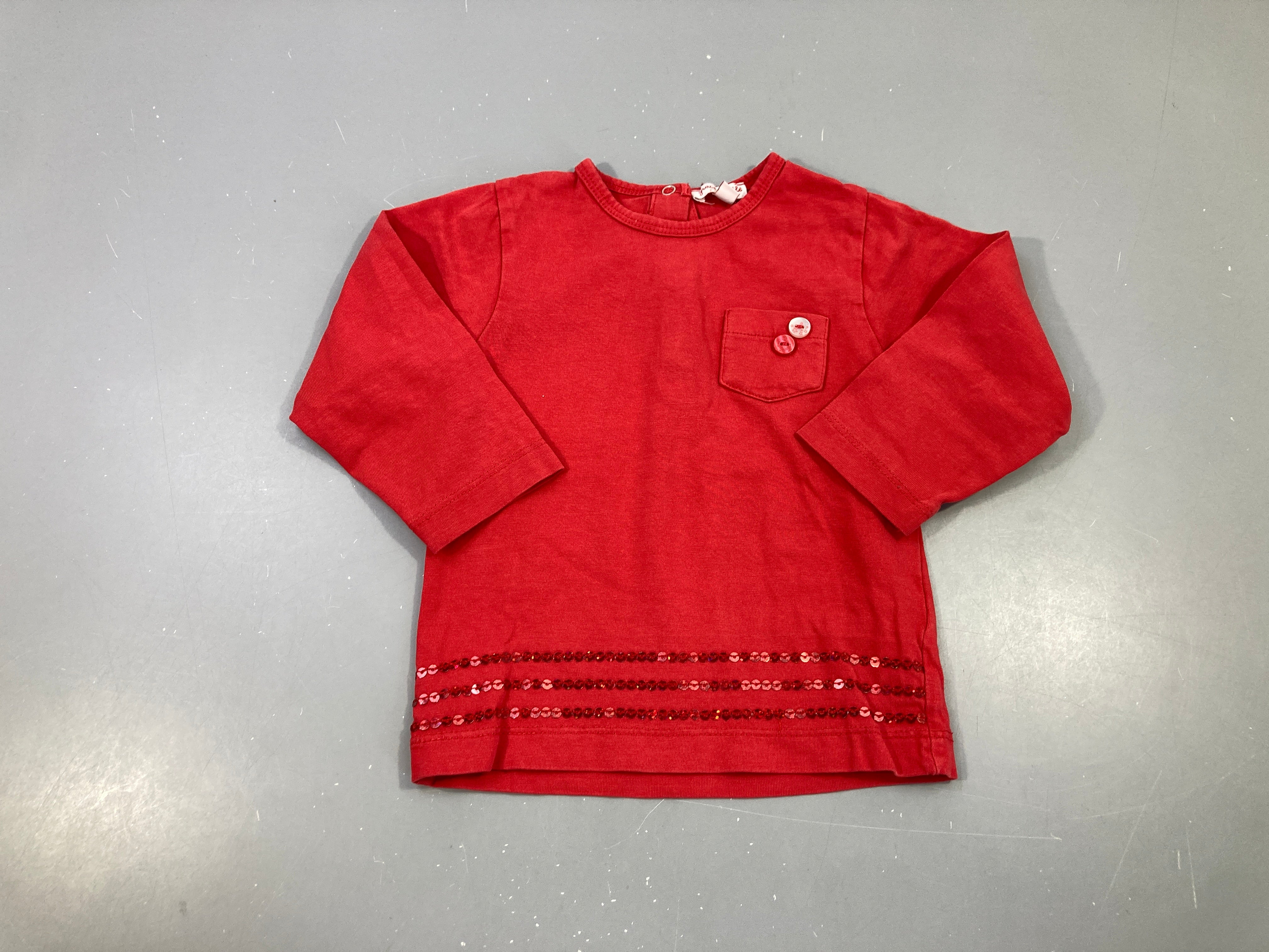 T-shirt m.l rouge poche sequins