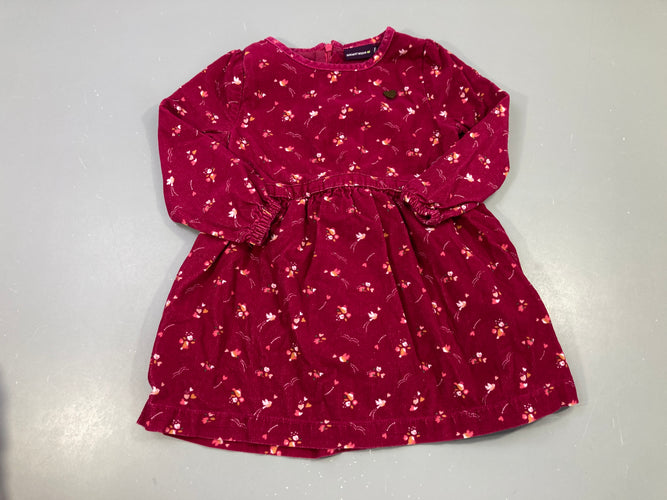 Robe m.l velours côtelé rose oiseaux coeur, moins cher chez Petit Kiwi