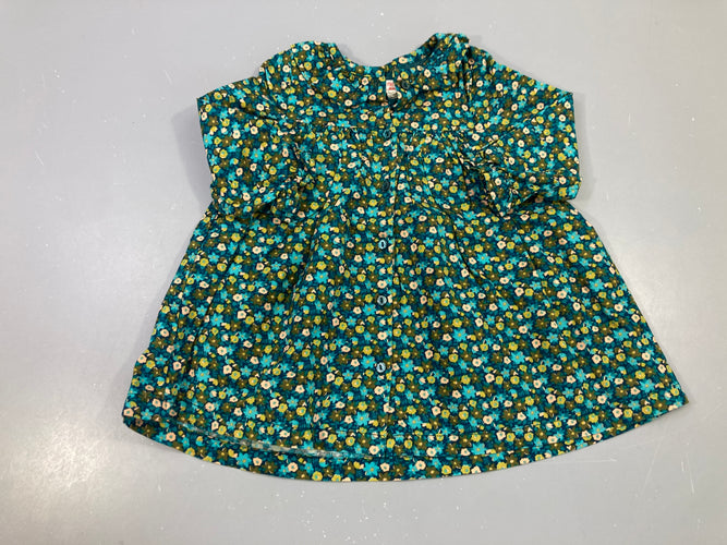Robe m.l fleurie bleu/vert/rose pâle col, moins cher chez Petit Kiwi