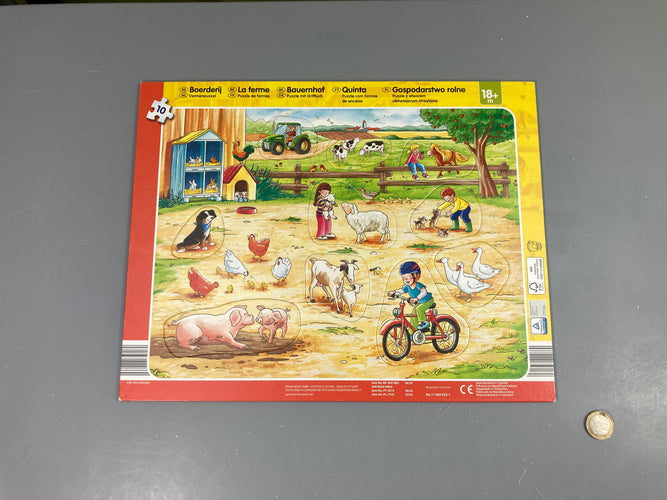 Planche Puzzle cartonnée La ferme 10 pcs +18m, moins cher chez Petit Kiwi