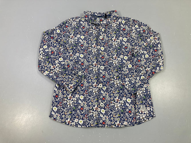 Chemise m.l bleu foncé fleurie, moins cher chez Petit Kiwi