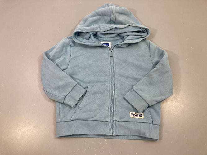 Sweat zippé à capuche bleu clair, moins cher chez Petit Kiwi
