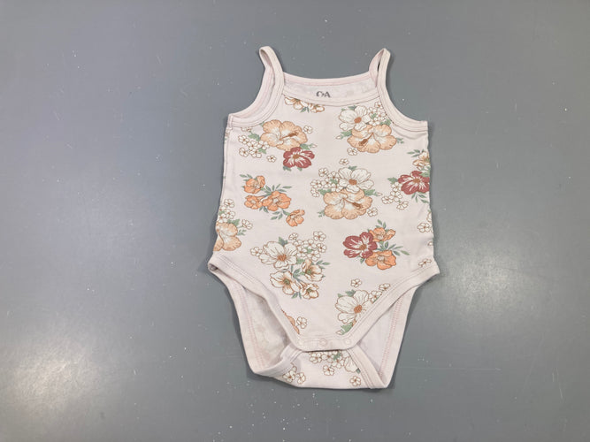 Body fines bretelles rose pâle fleuri, moins cher chez Petit Kiwi