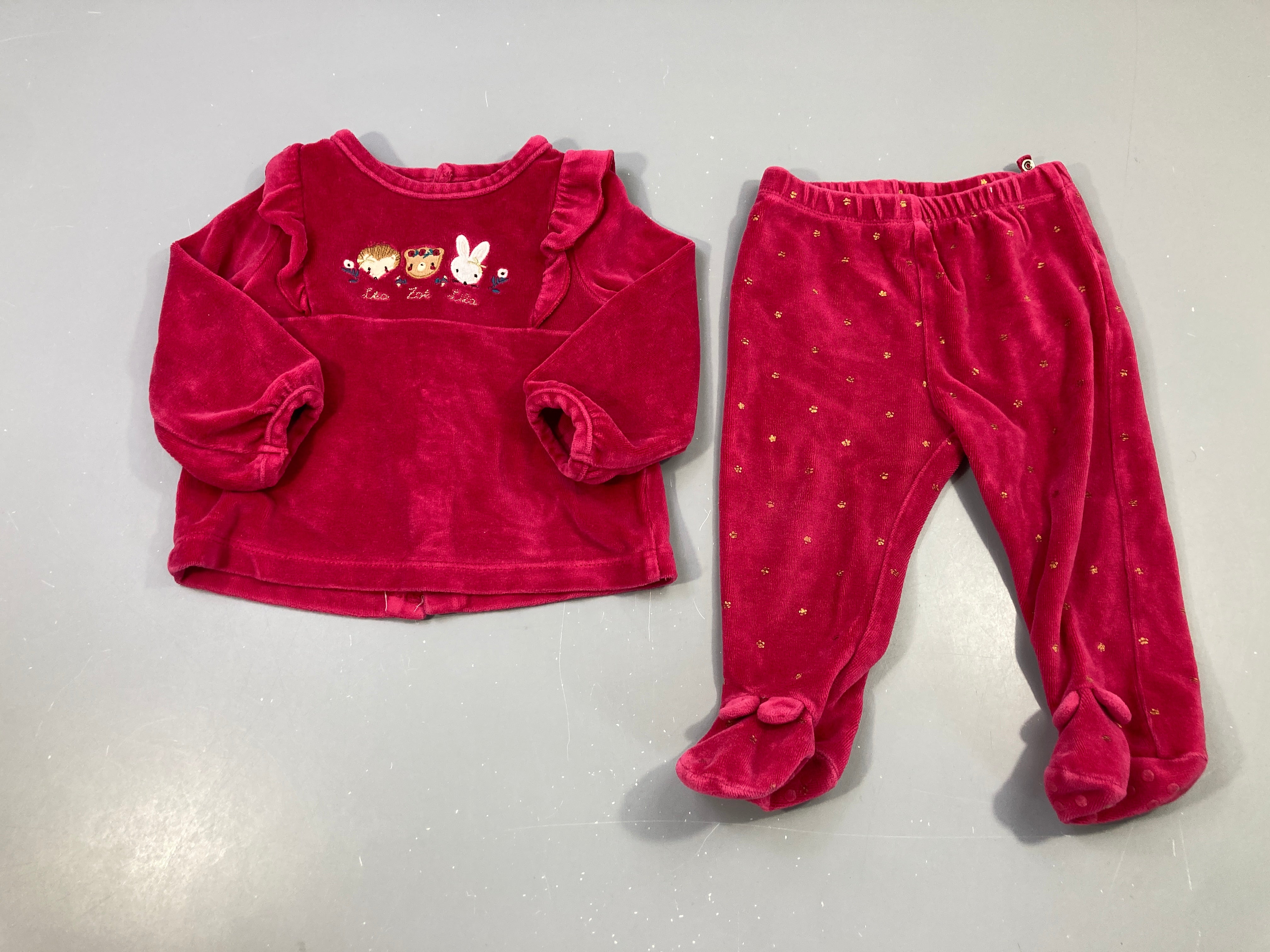 Pyjama 2pcs velours rose animaux