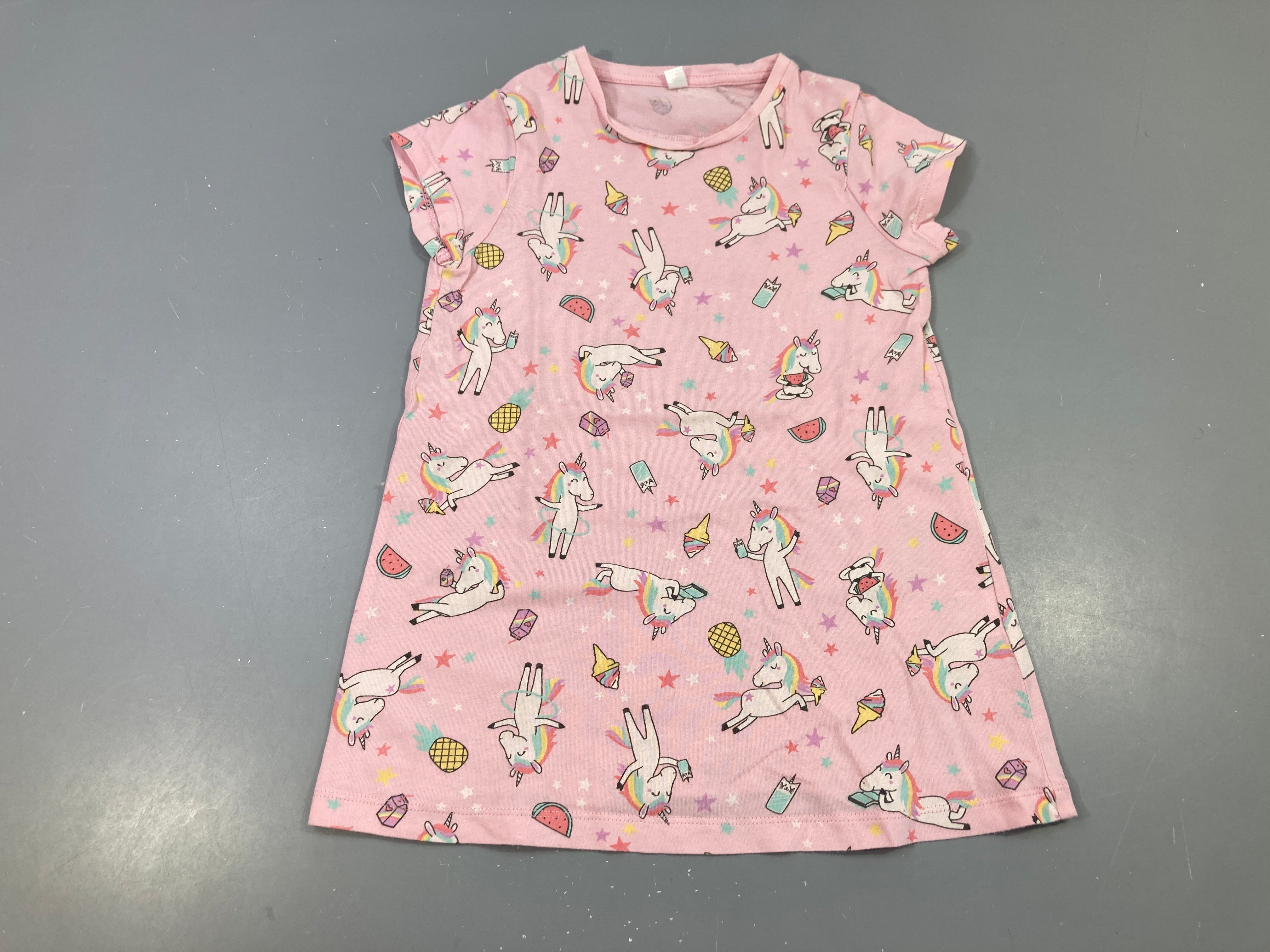 Robe de nuit jersey rose licornes
