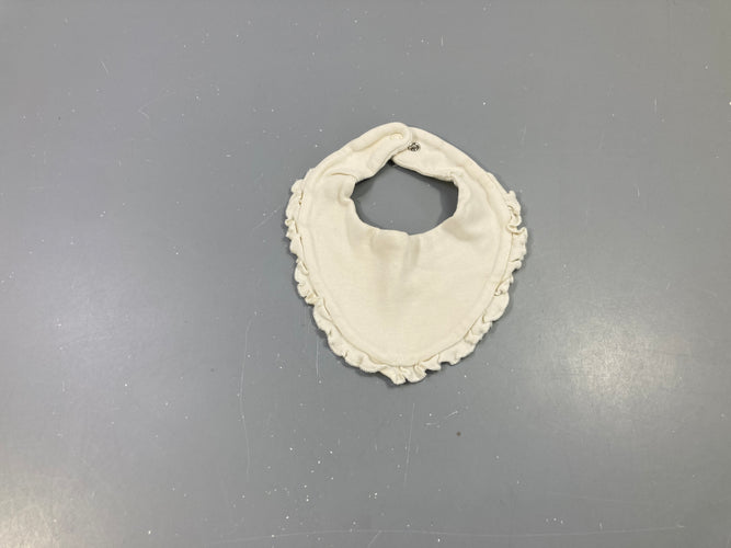 Bavoir bandana écru froufrous, légèrement bouloché, moins cher chez Petit Kiwi
