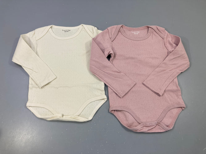 Lot de 2 bodies m.l rose/écru ajouré, moins cher chez Petit Kiwi