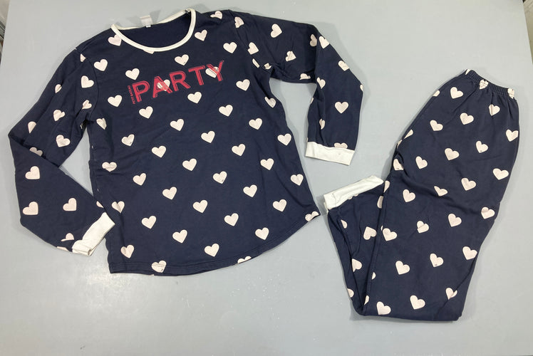Pyjama 2pcs jersey bleu foncé coeurs Party, moins cher chez Petit Kiwi