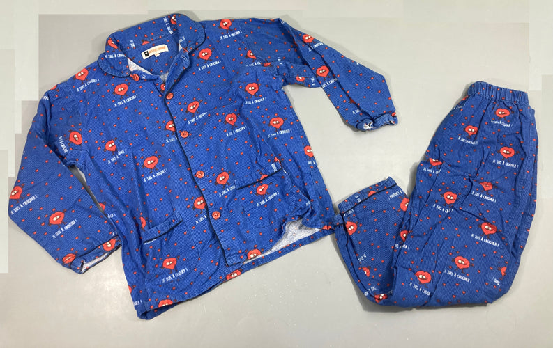 Pyjama 2 pcsflanelle bleu coeurs, moins cher chez Petit Kiwi