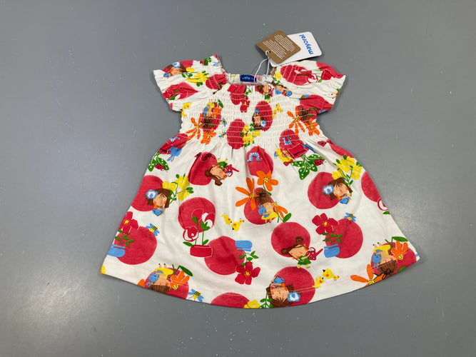 NEUF Robe m.c jersey s.mockée blanc filles lapins ronds, moins cher chez Petit Kiwi