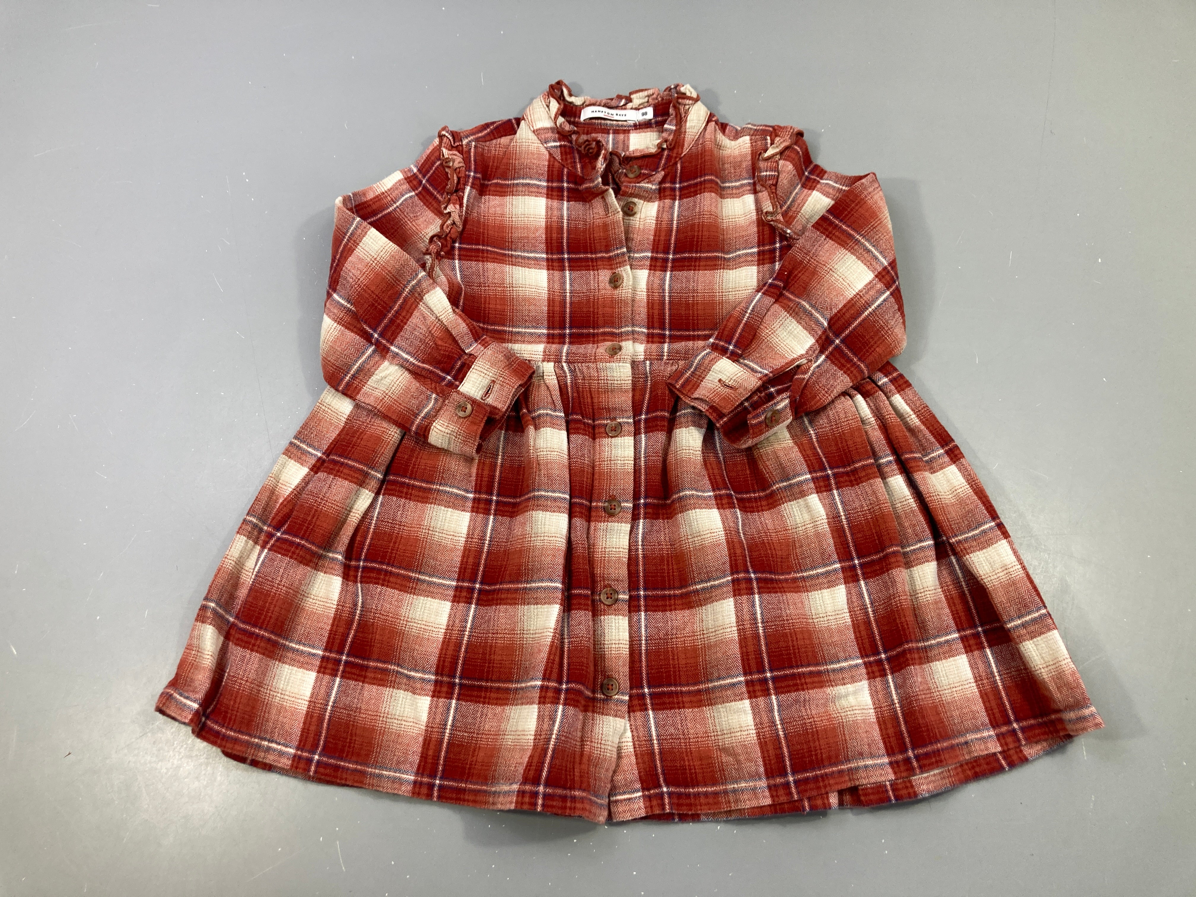 Robe m.l flanelle carreau rouge/beige Hampton bays