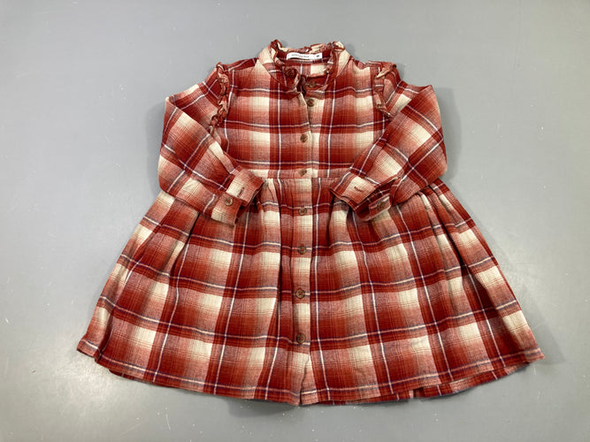 Robe m.l flanelle carreau rouge/beige Hampton bays, moins cher chez Petit Kiwi
