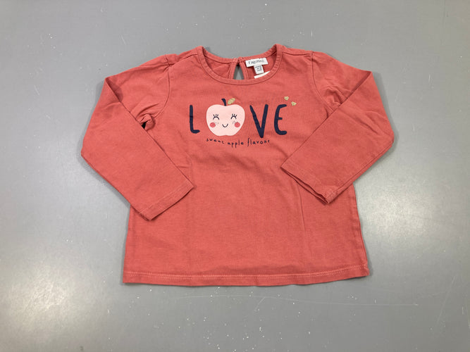 T-shirt m.l rose foncé love pomme, moins cher chez Petit Kiwi