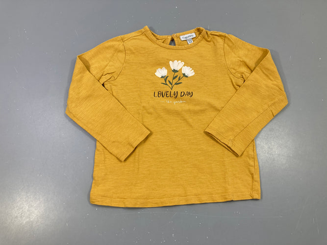 T-shirt m.l jaune flammé fleurs lovely day, moins cher chez Petit Kiwi