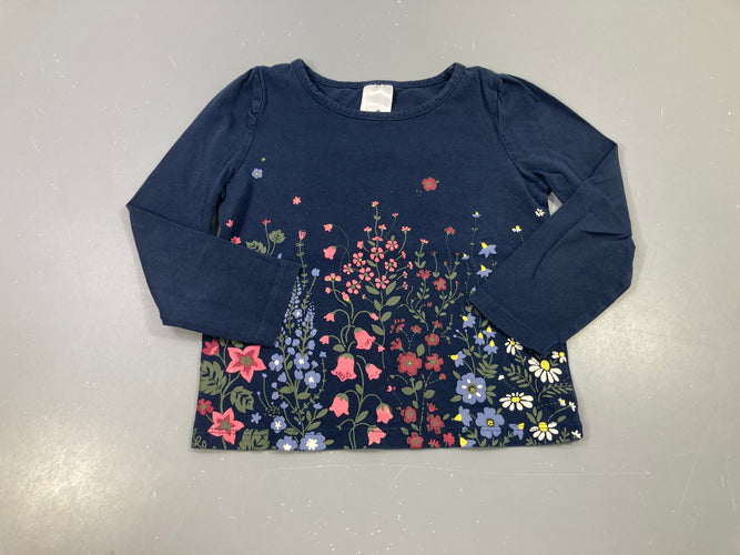 T-shirt m.l bleu foncé fleuri, moins cher chez Petit Kiwi
