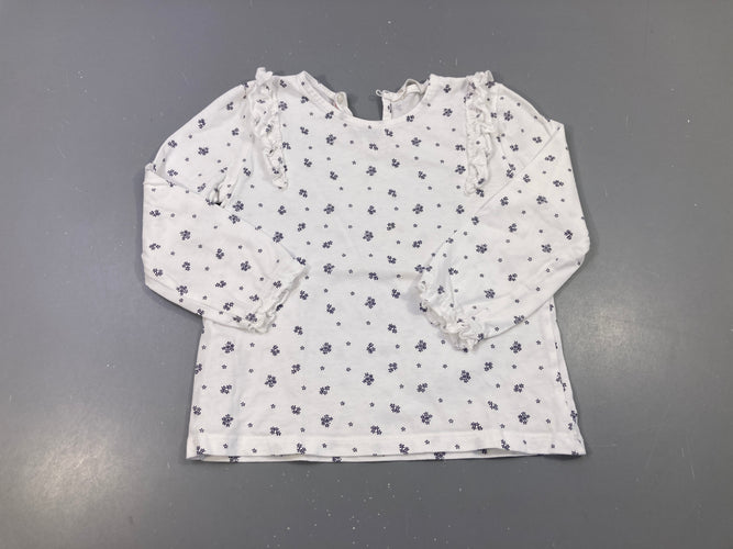 T-shirt m.l blanc fleuri froufrous, moins cher chez Petit Kiwi