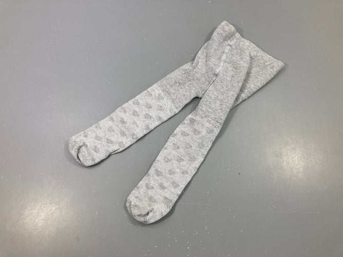 Collants gris coeurs, boulochés, moins cher chez Petit Kiwi