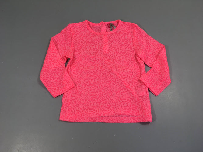 T-shirt m.l rose léopard bouloché, moins cher chez Petit Kiwi