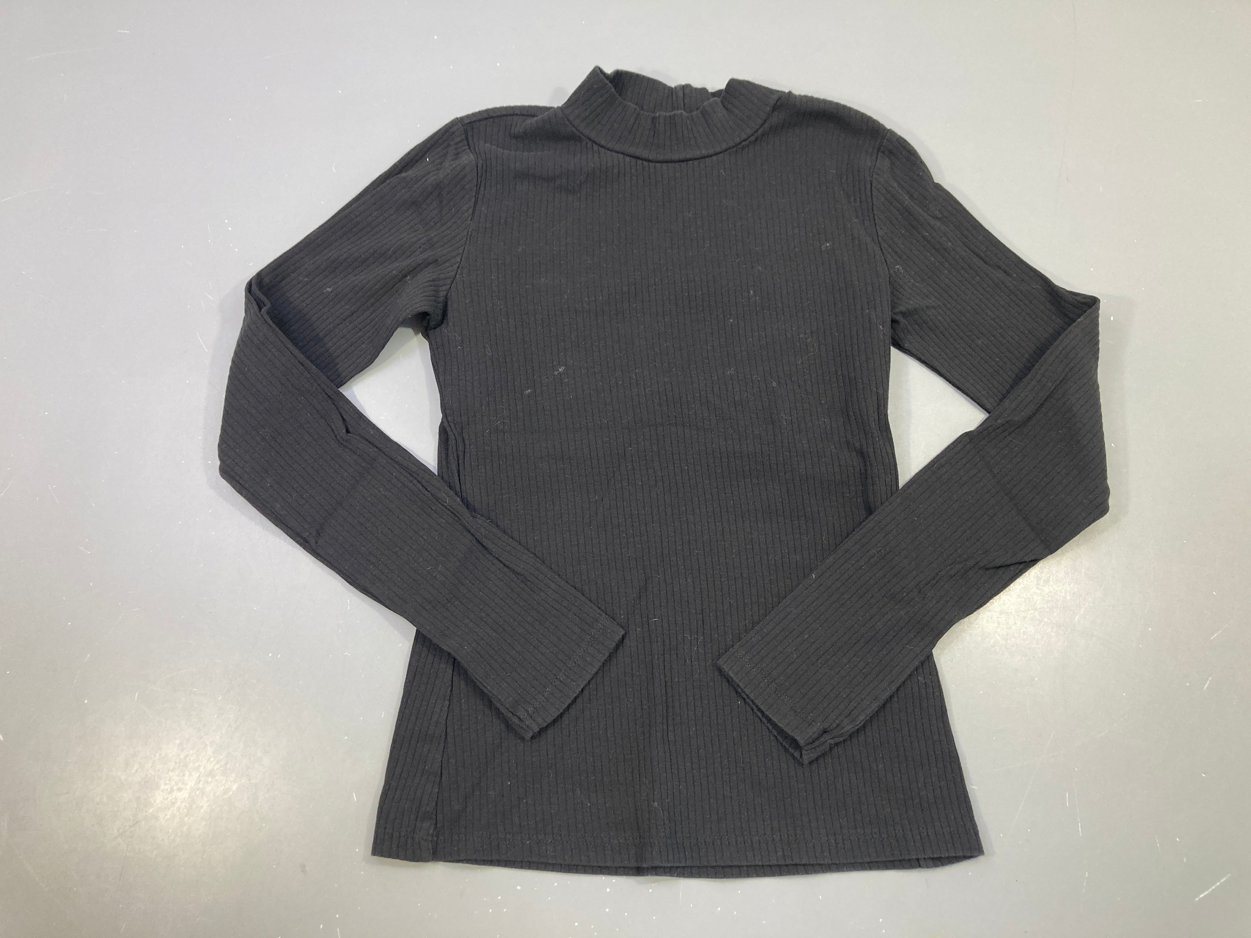 T-shirt m.l noir côtelé col montant
