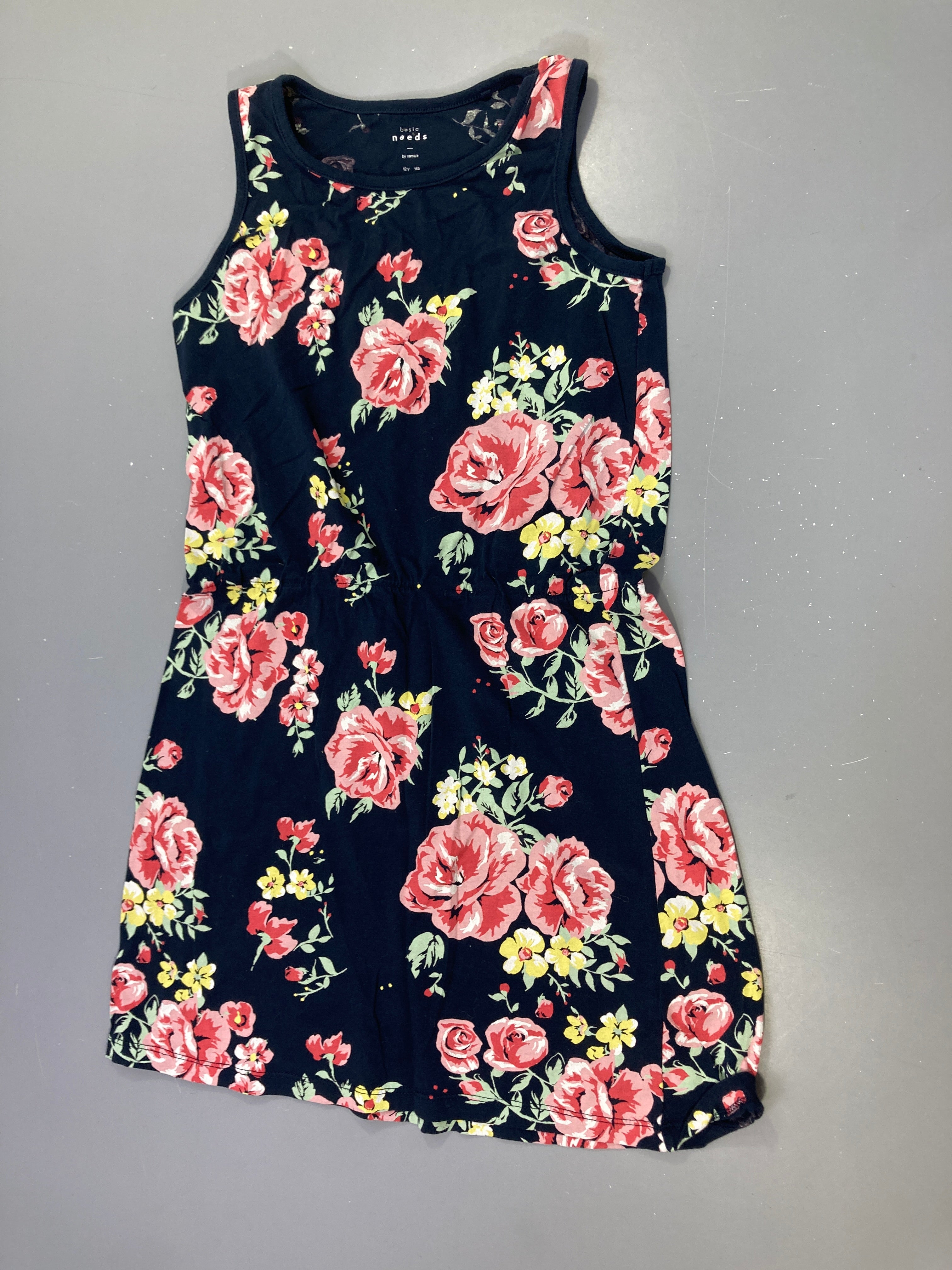 Robe s.m jersey bleu foncé fleurie