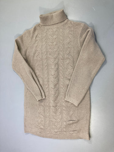 Robe pull beige torsades col roulé, moins cher chez Petit Kiwi