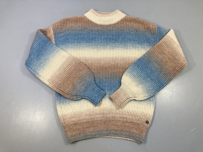 Pull effet dégradé beige/brun/bleu , 5% laine, moins cher chez Petit Kiwi