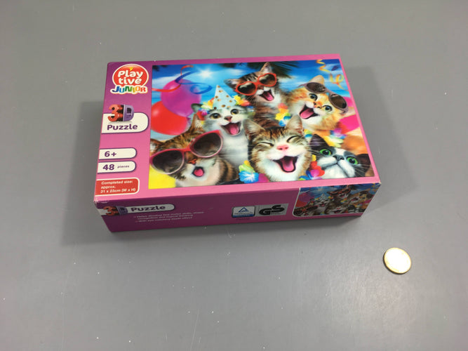 Puzzle 3D chats, 48pcs, +6a, moins cher chez Petit Kiwi