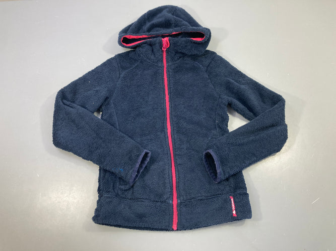 Gilet zippé velours bleu foncé à capuche, moins cher chez Petit Kiwi