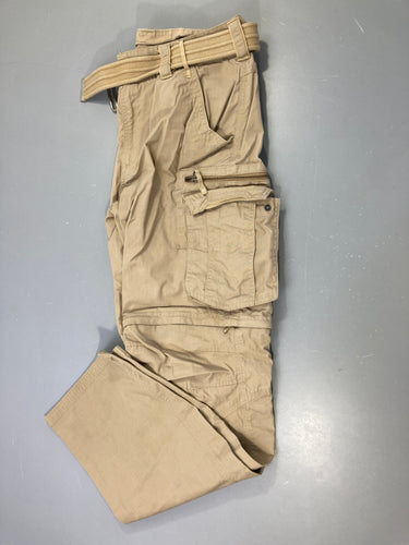 Pantalon cargo modulable beige + ceinture, moins cher chez Petit Kiwi