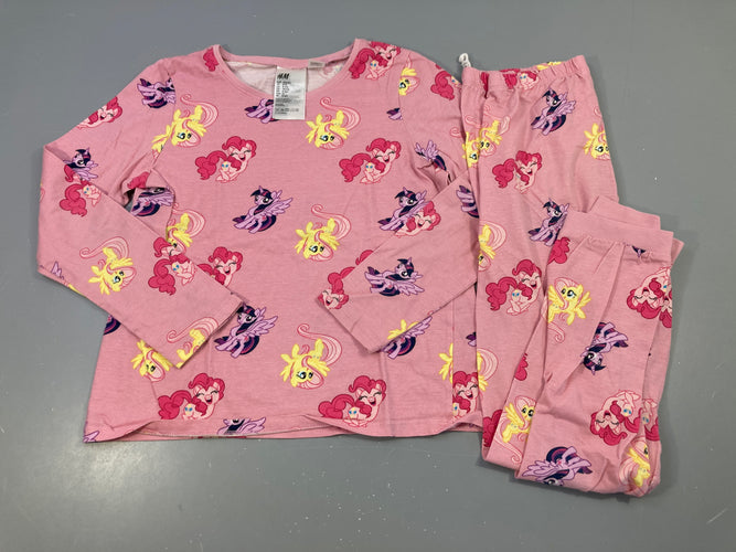 Pyjama 2pcs jersey rose poneys, moins cher chez Petit Kiwi