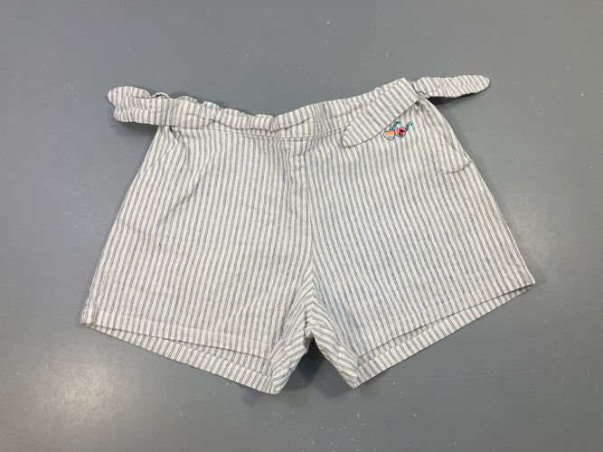 Short blanc ligné bleu 55%LIN 45%COTON, moins cher chez Petit Kiwi