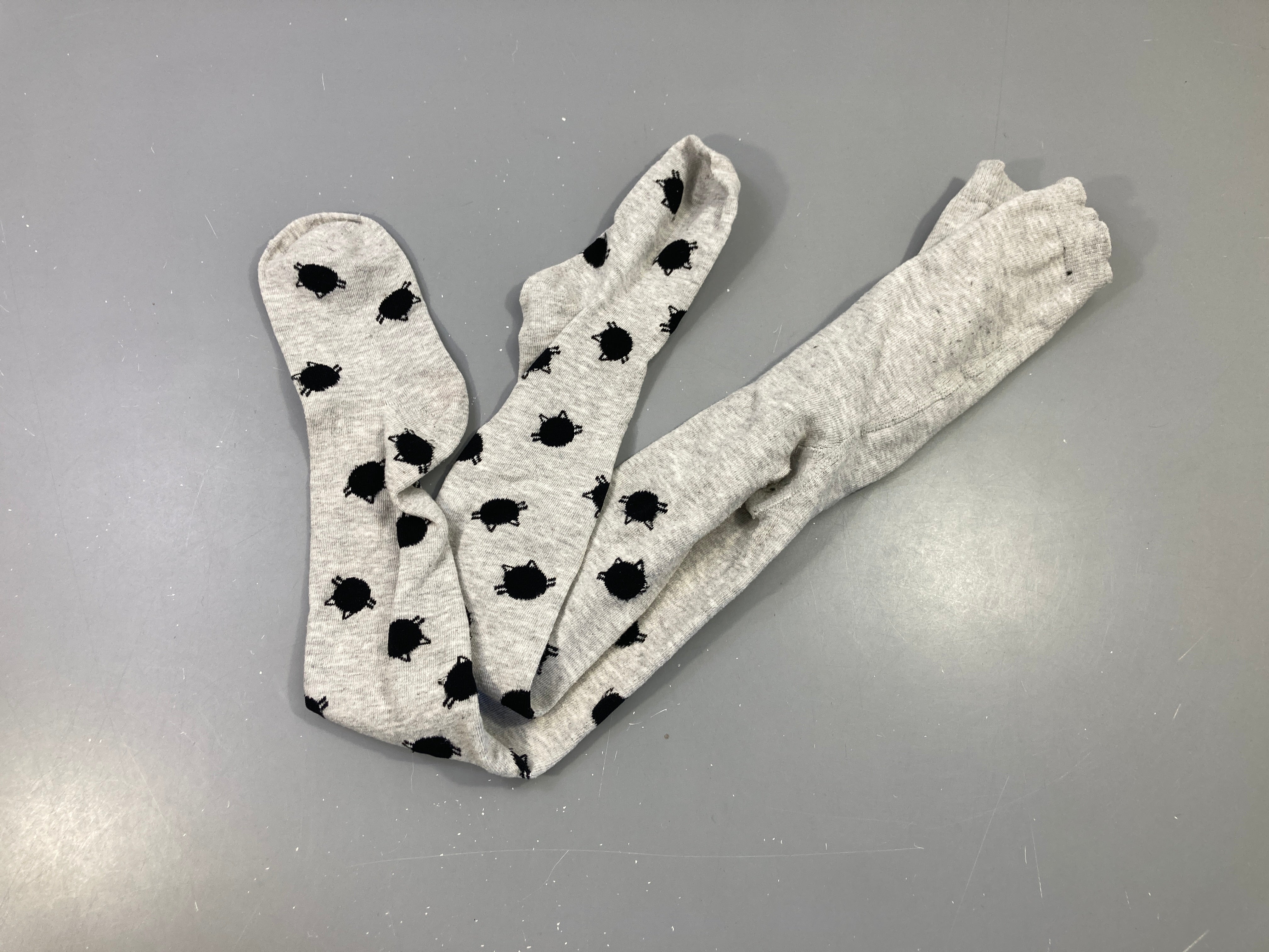 Collants gris chats noirs