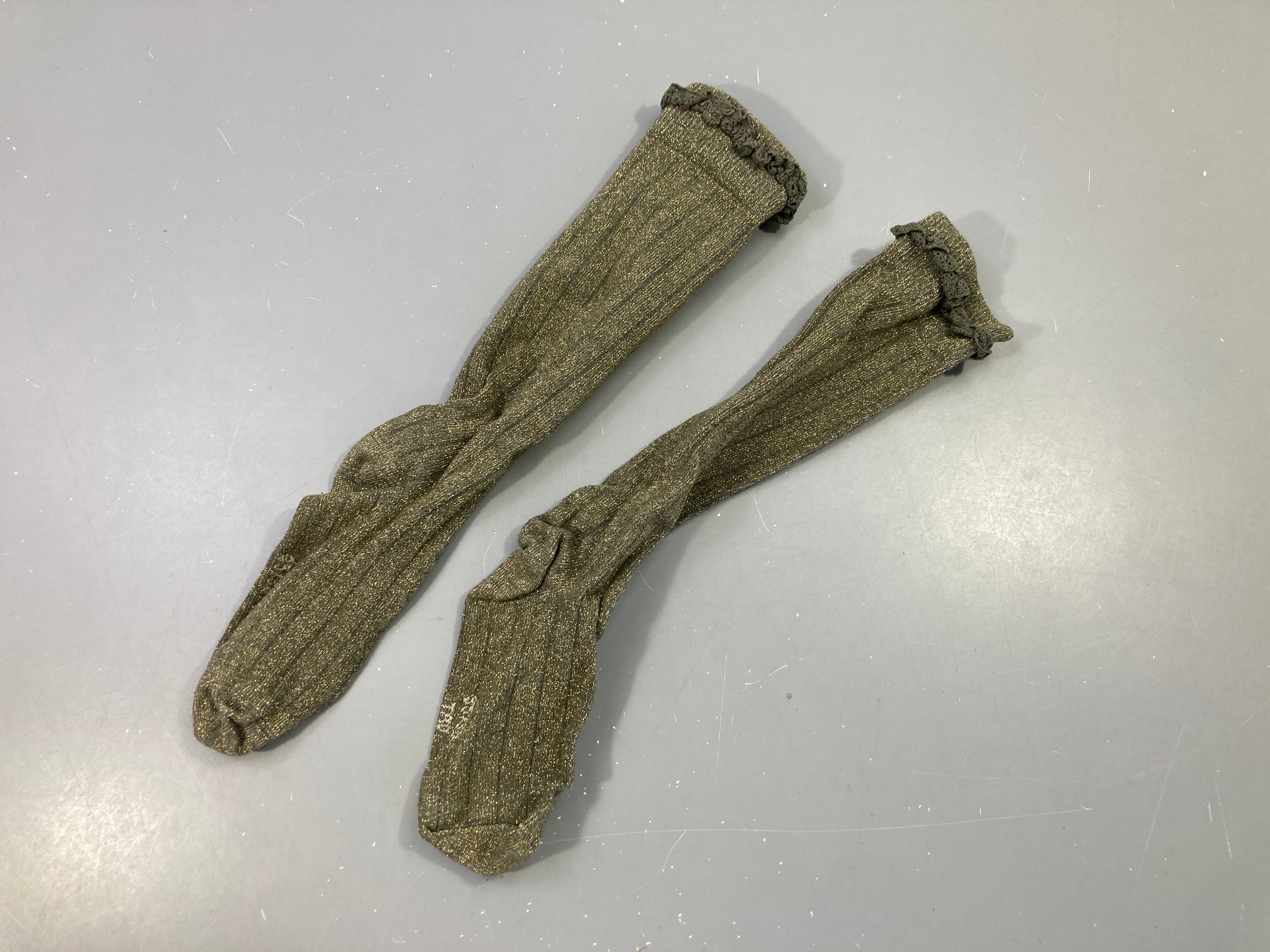 Chaussettes kaki irisé doré