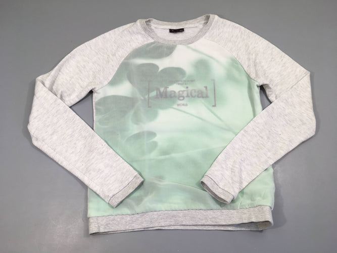 Sweat gris clair chiné voile magical, légèrement bouloché, moins cher chez Petit Kiwi