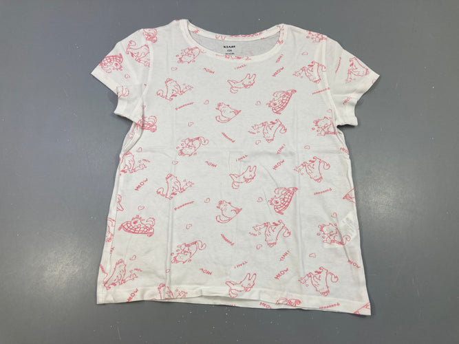T-shirt m.c blanc Chats roses bouloché, moins cher chez Petit Kiwi