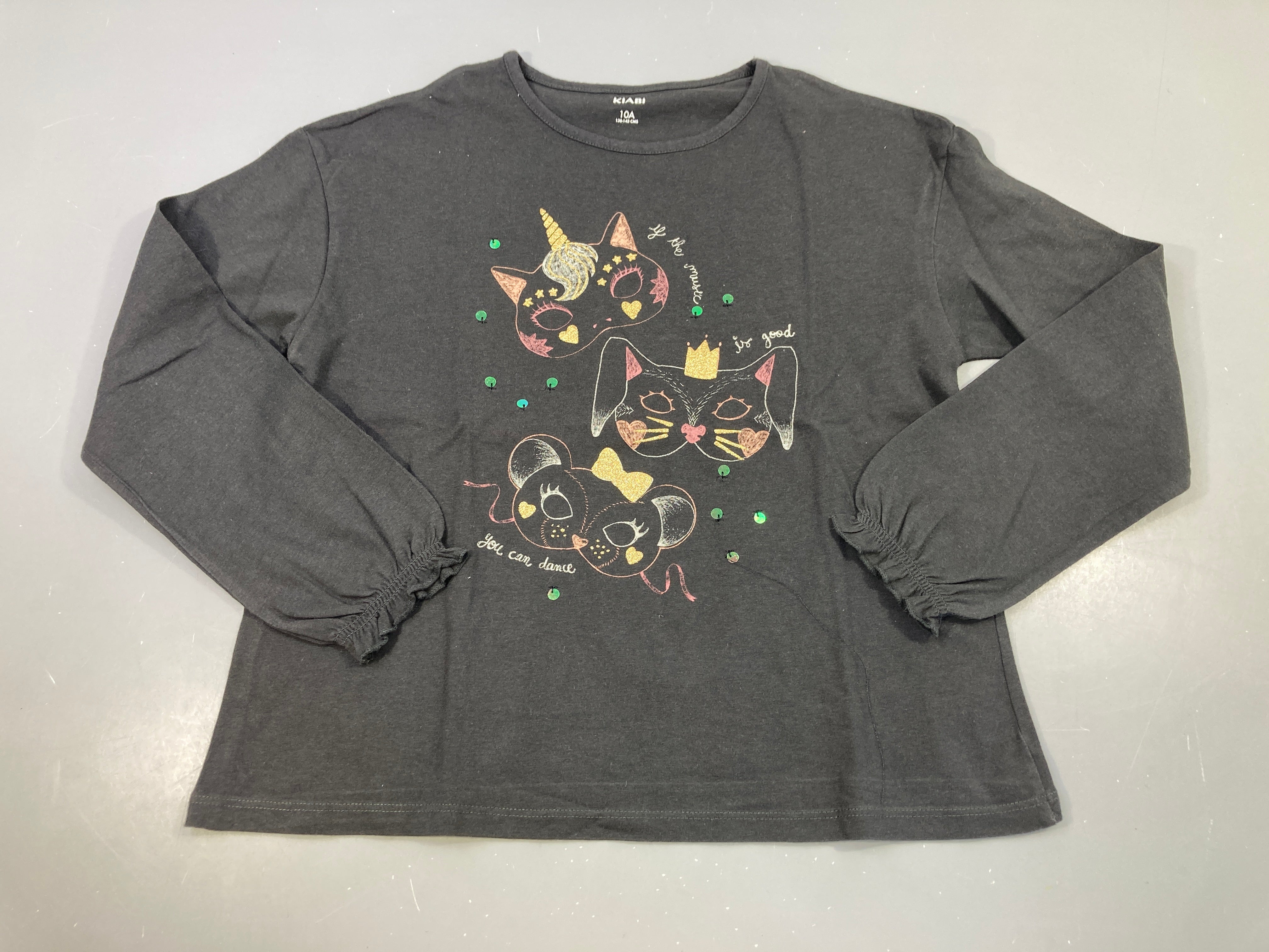 T-shirt m.l anthracite masques sequins