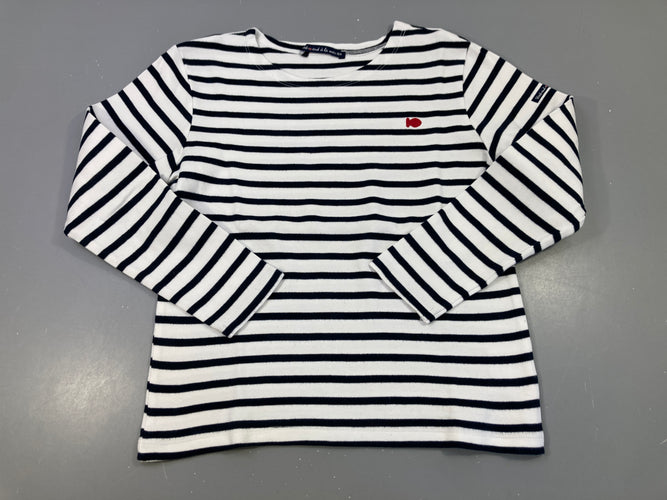Sweat léger blanc rayé bleu foncé poissons, moins cher chez Petit Kiwi