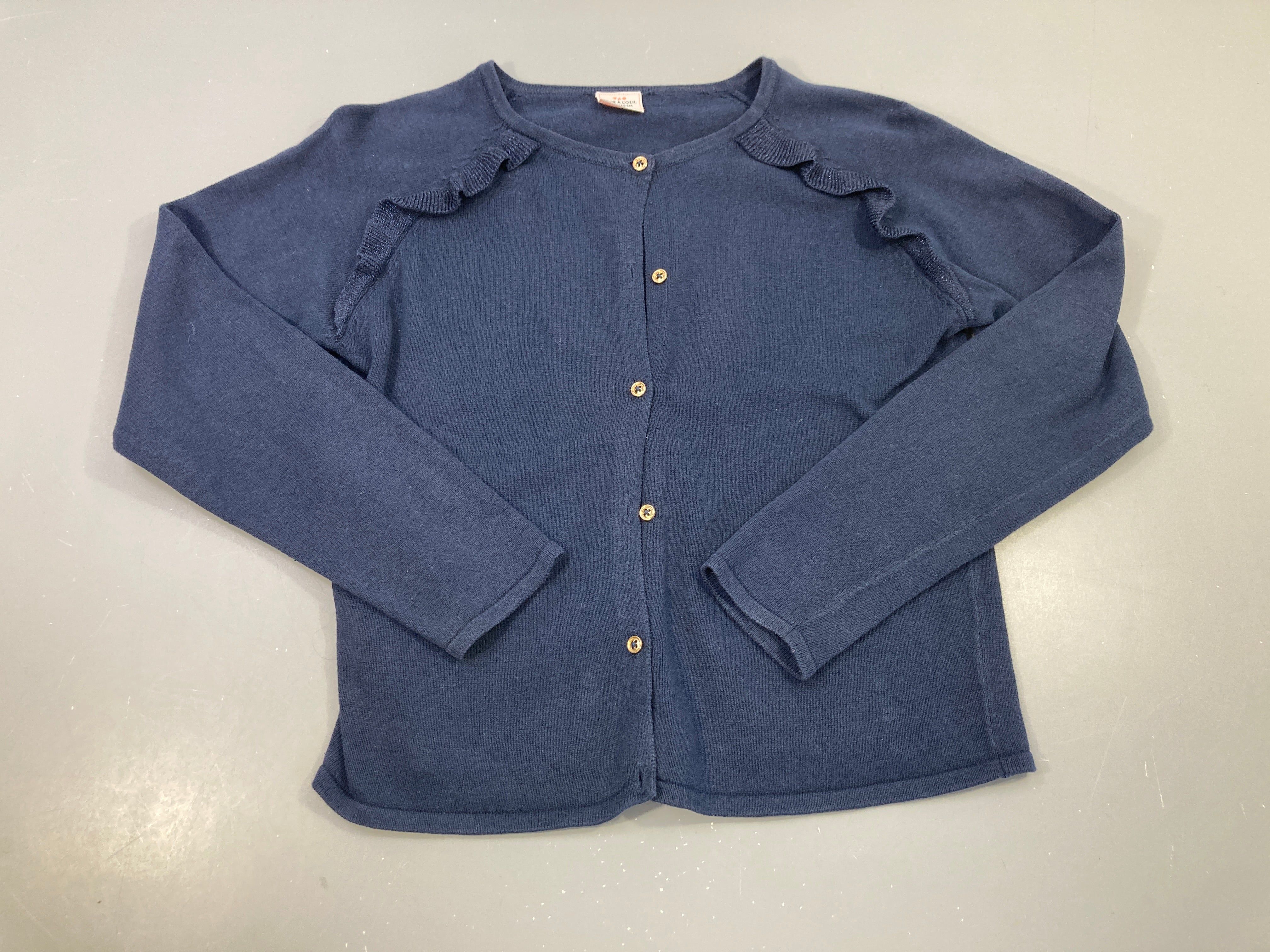 Gilet bleu foncé froufrou irisé