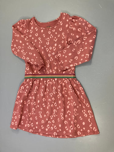 Robe m.l vieux rose molleton léopard légèrement boulochée, moins cher chez Petit Kiwi
